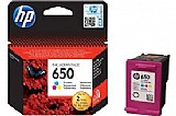 מיכל דיו צבעוני מקורי HP 650 מיכל דיו צבעוני מקורי HP 650